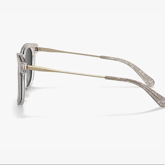 COACH Signature Glitter Logo Grey Silver Gold Square Sunglasses W/ Case - Picture 11 of 16
